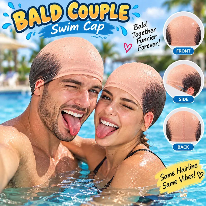😂 Bald Guy Swim Cap – Realistic Bald Head Novelty Swimming Cap 💦